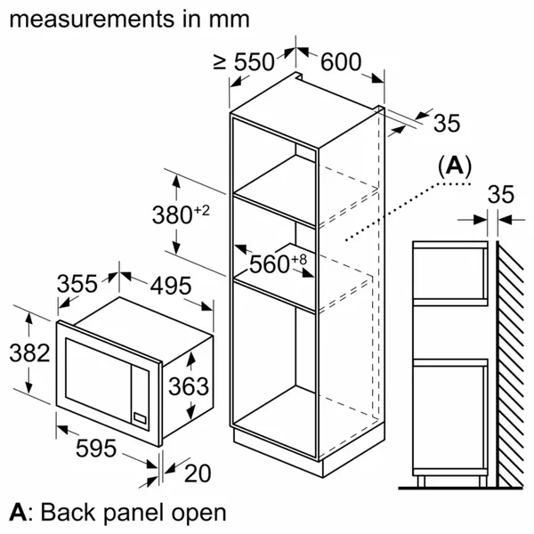 Serie|2 Встраиваемая микроволновая печь 25 л с рамкой белая - изображение 5