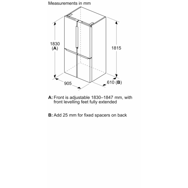 Serie|4 Отдельностоящий холодильник с нижними морозильными камерами 4-дверный 183*90,5*73 см стальной - изображение 11