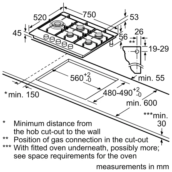 Serie|6 Газовая варочная панель 75 см нерж сталь - изображение 6