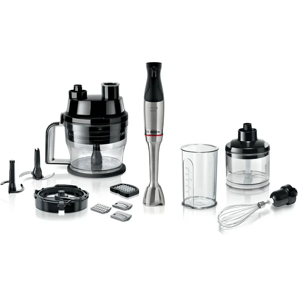 Погружной блендер 1200 ватт (+кубикорезка, насадки для шинковки овощей, измельчитель 0,5л, измельчитель 1,25л, тестомес, венчик, стакан)