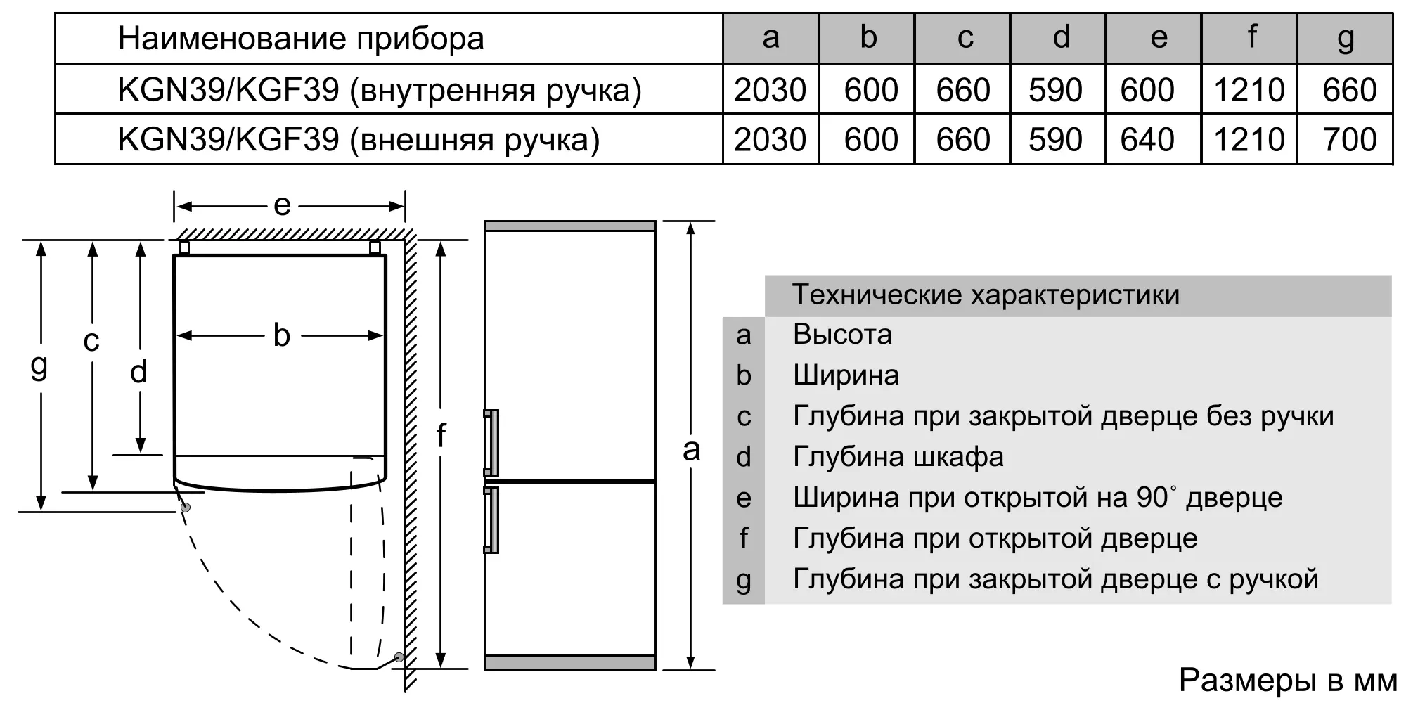 Serie|4 Отдельностоящий холодильник с нижней морозильной камерой 203 x 60 х 66 см, серебристый — схема монтажа 1