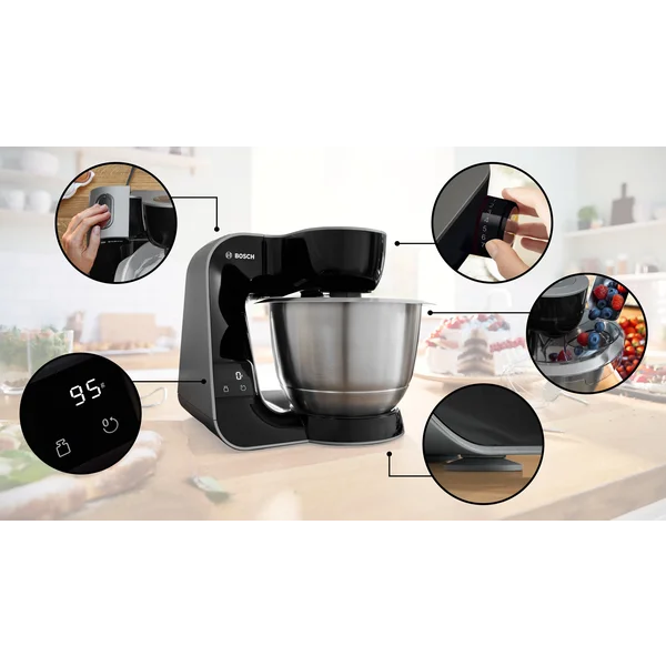 Кухонный комбайн с весами Mum5 1000 вт, черный (+овощерезка, мясорубка, блендер)