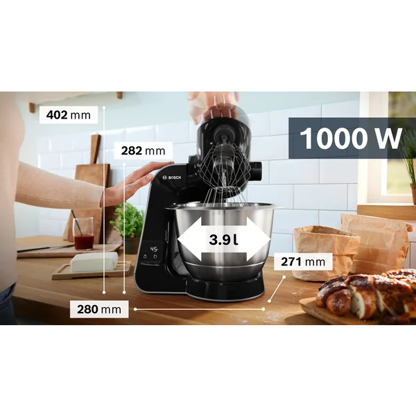 Кухонный комбайн с весами Mum5 1000 вт, черный (+овощерезка, мясорубка, блендер) - изображение 8