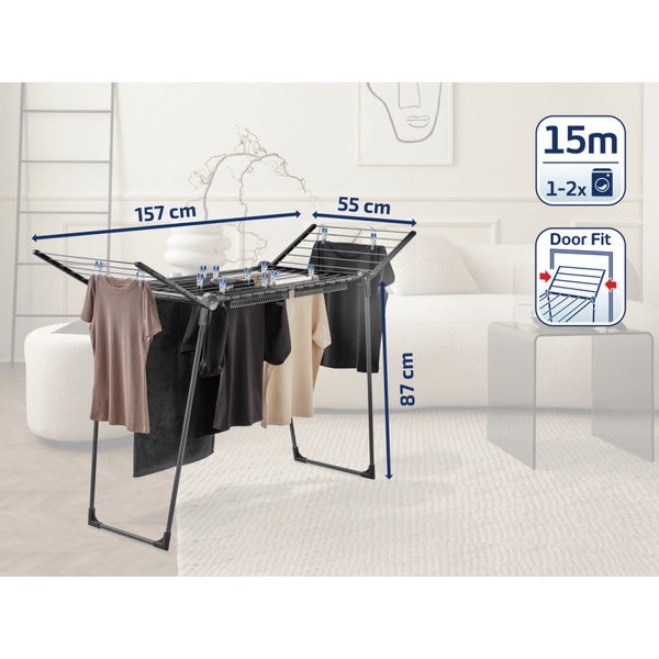 Сушилка для белья LEIFHEIT Pegasus 150 Solid Slim, чёрная