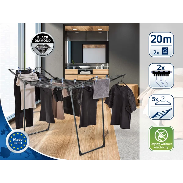Сушилка для белья LEIFHEIT Pegasus 200 Solid Slim, чёрная - изображение 5
