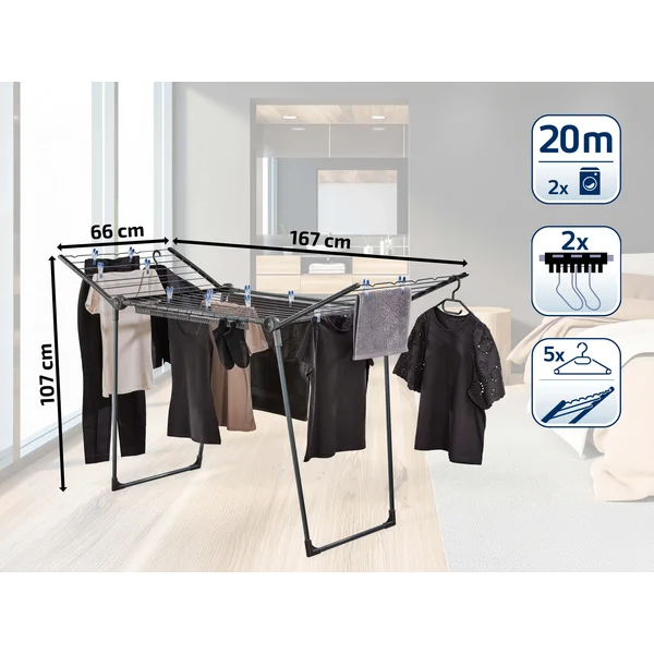 Сушилка для белья LEIFHEIT Pegasus 200 Solid Slim, чёрная